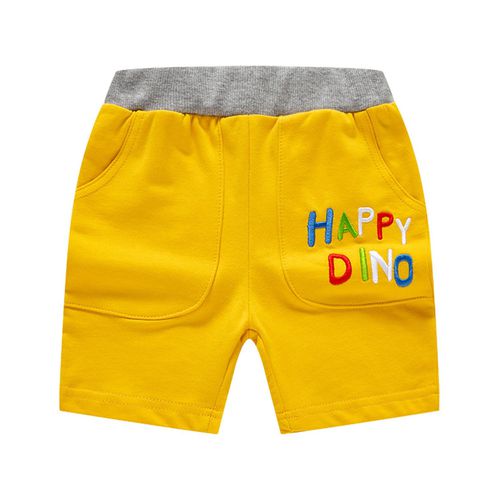 純棉休閒短褲-HAPPY DINO-黃色