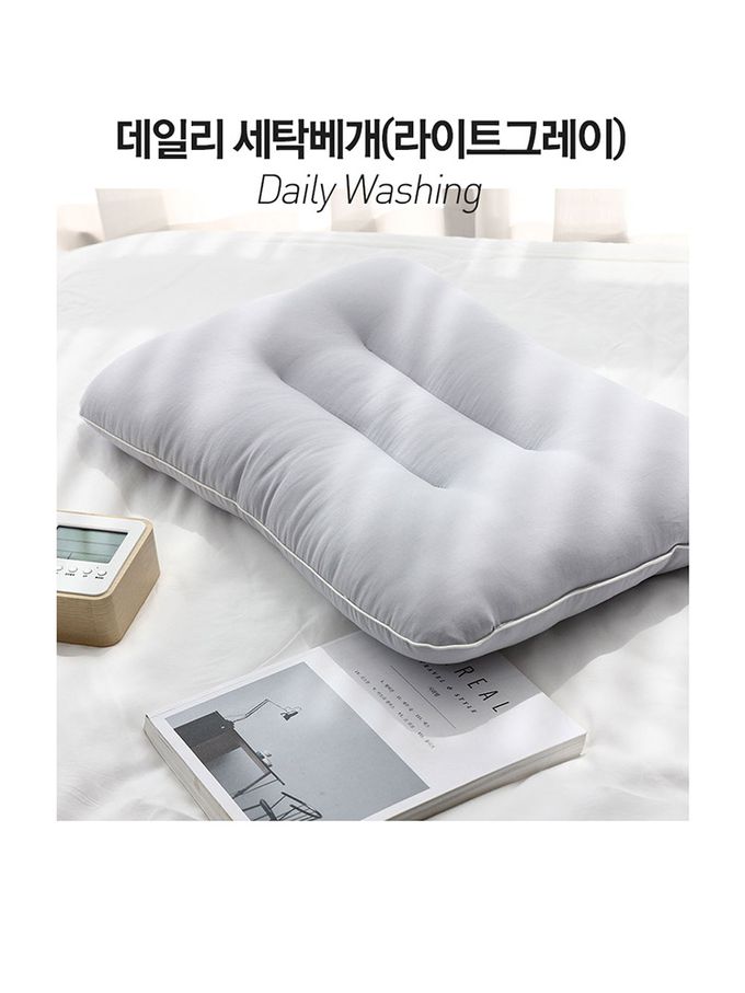 韓國 SSUEIM - 韓國製可水洗防蟎枕頭60x40cm-灰色