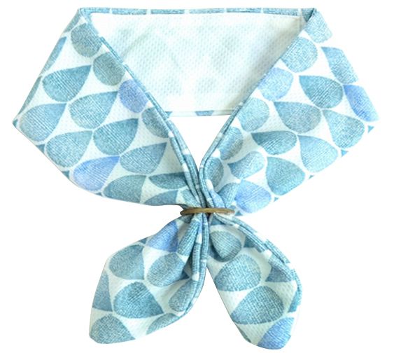 日本 DAIKAI - 抗UV接觸冷感 水涼感領巾(可放保冷劑)-夏日雨點-水藍 (70x8cm)