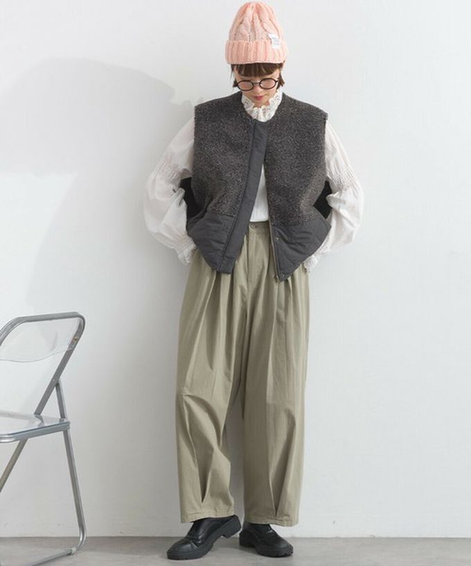 日本 Lupilien - 文青風異素材毛絨拼接保暖背心-炭灰