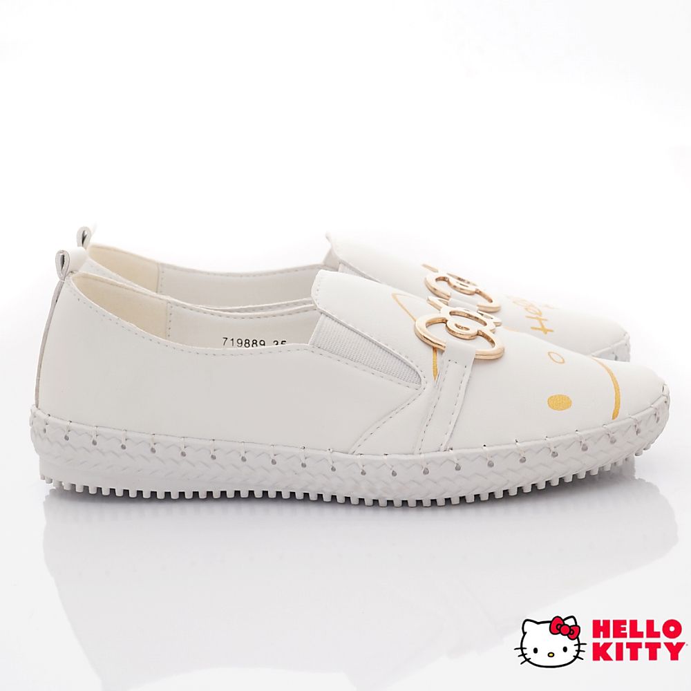 HELLO KITTY - 凱蒂貓皮質不對稱休閒鞋款(大童款)-白