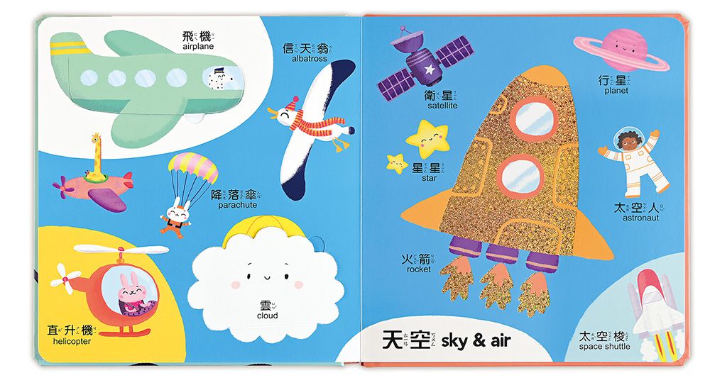 我的第一本100單字認知書(全套四冊)-有趣觸覺翻翻書