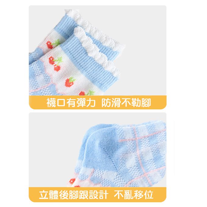 腳ㄚ子 - 幼/兒童透氣網眼襪 童襪 襪子 棉襪 兒童襪-清爽藍花
