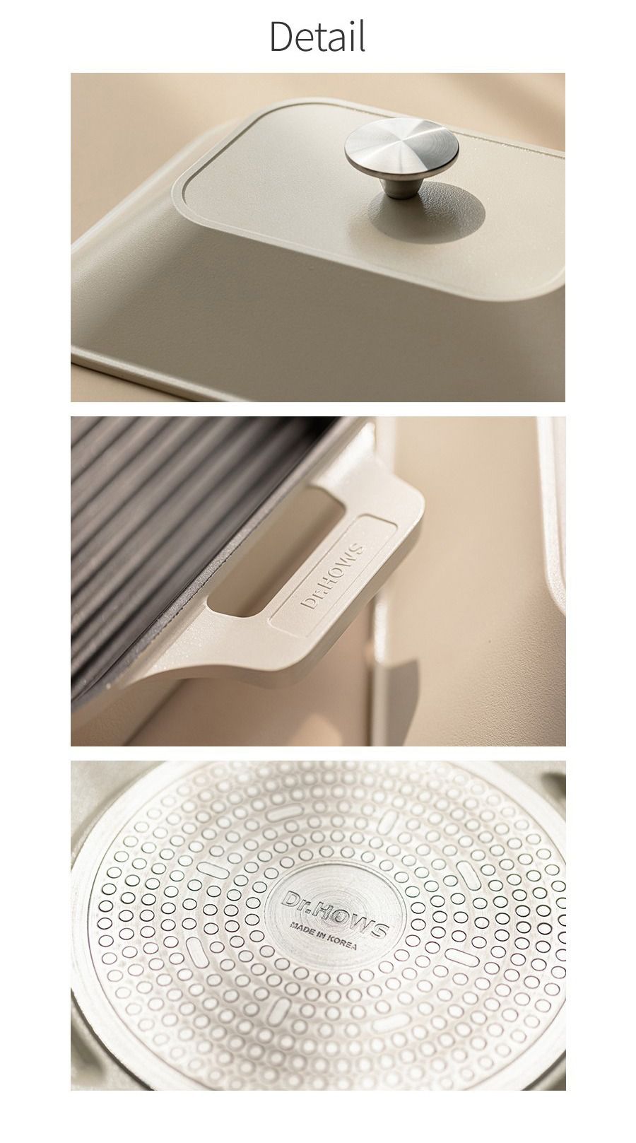 韓國 Dr.HOWS - Brio深烤煎煮鍋/鋁合金鑄造-奶油白-30x24cm