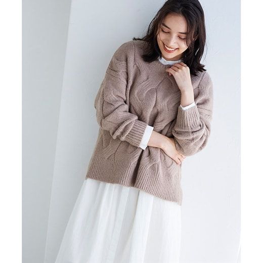 日本 Pierrot - 柔軟波浪紋針織毛衣-簡約黑