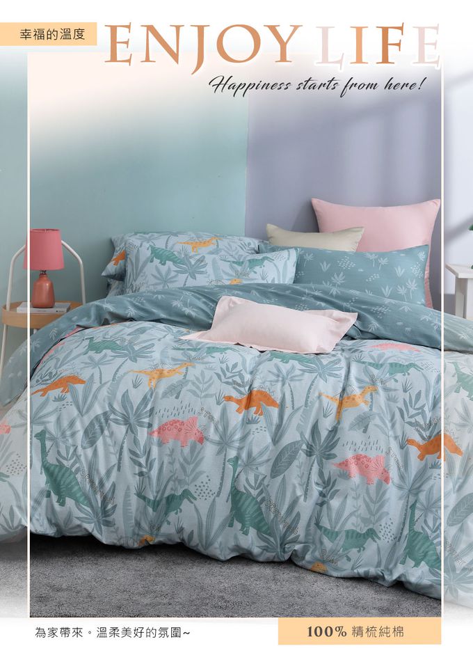 鴻宇 HongYew - 雙人加大床包枕套組 100%精梳棉 純棉-里奇探險
