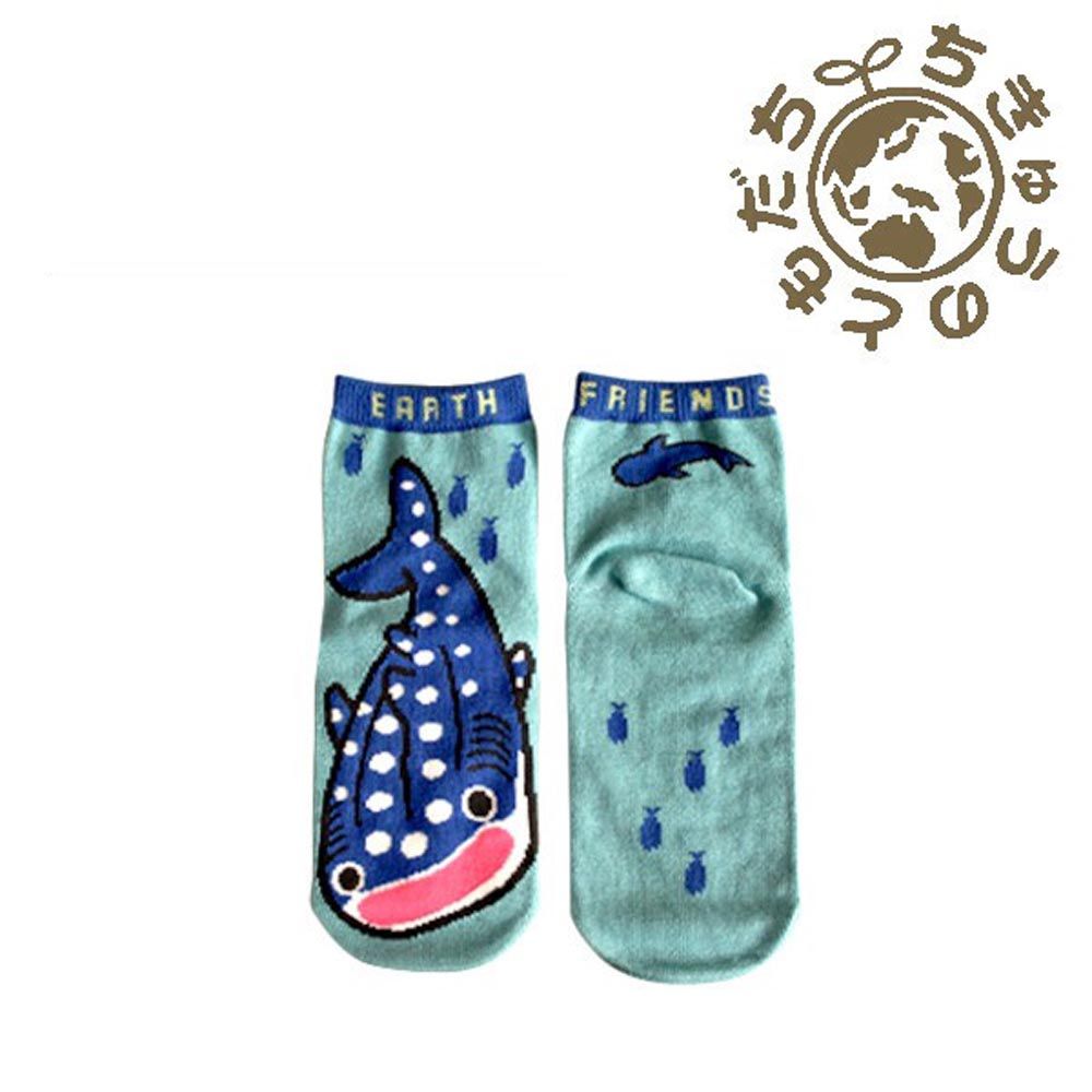 日本 aehwa - 地球的朋友 印花小童襪-鯨鯊-藍 (16~22cm)
