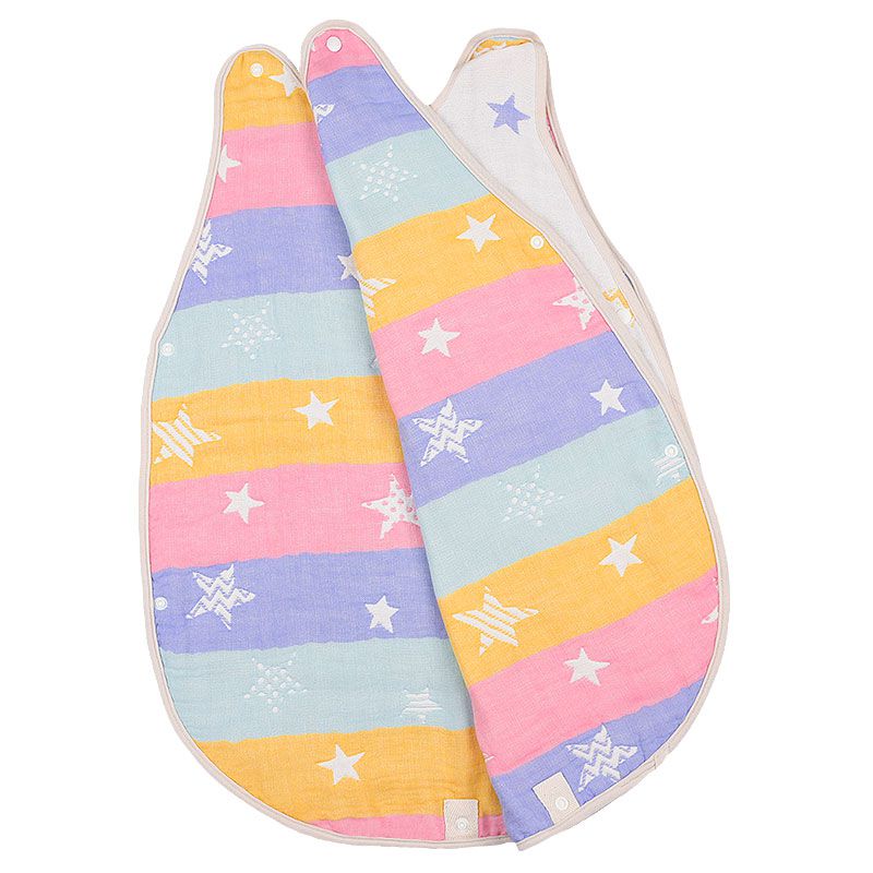 akachan honpo - 6層棉紗防踢被-星星-米白色