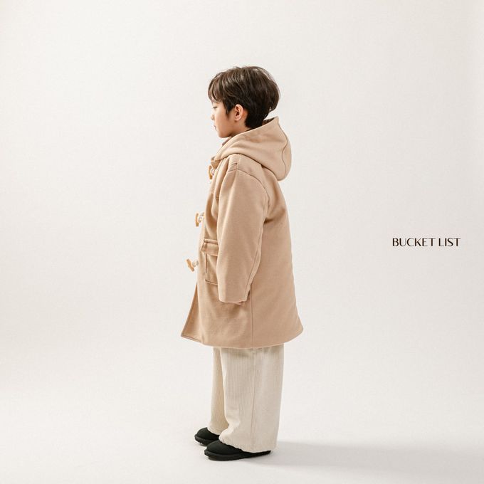 韓國 BUCKET LIST - 經典牛角釦鋪棉連帽大衣-黑藍