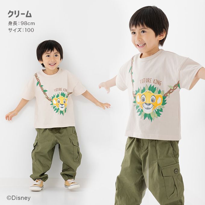 日本 Chil2 - 迪士尼聯名 純棉短袖上衣-小辛巴-奶油米