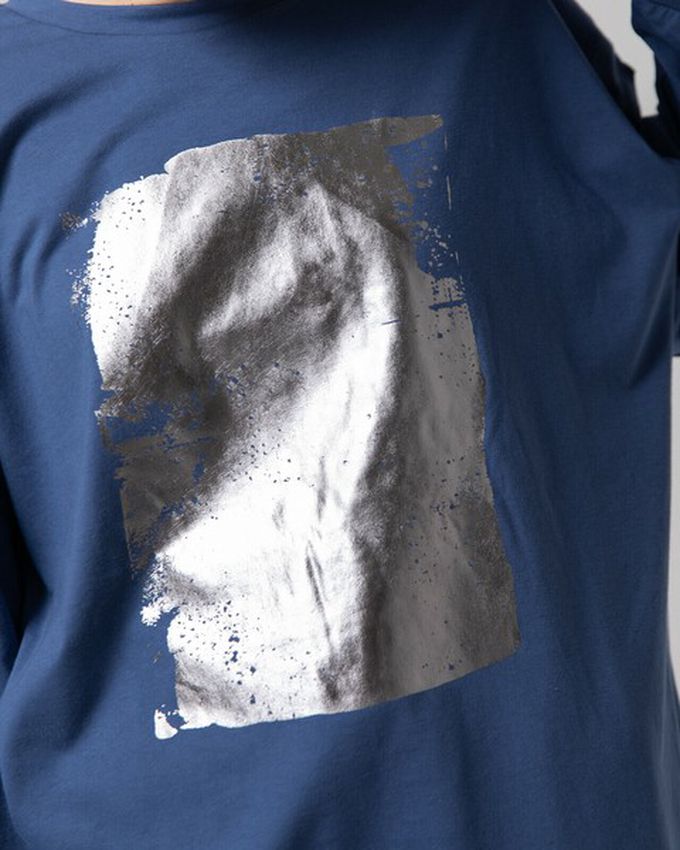 日本 gleam - 燙金時尚光澤廓形寬版長袖上衣-奶油x金