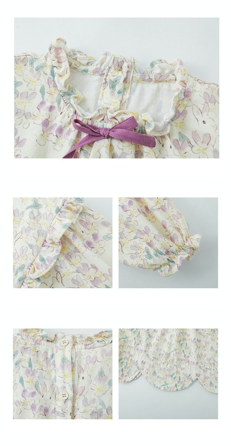 腰鬆緊束口花苞長褲-兔子與花-杏色