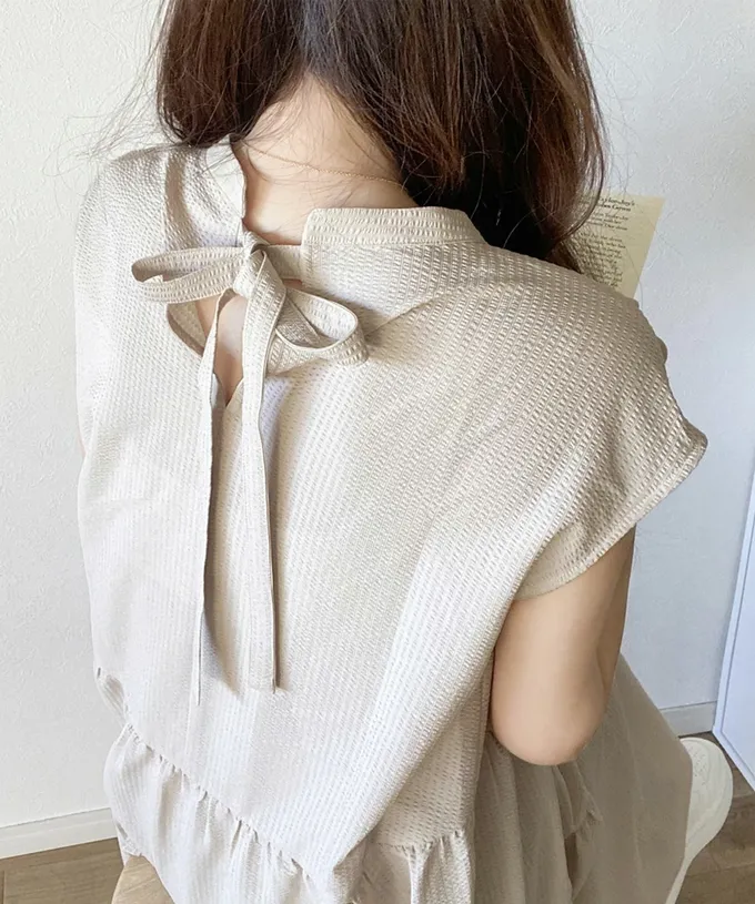 日本 Classical Elf - 襯衫式A字甜美法式袖洋裝-黑白條紋