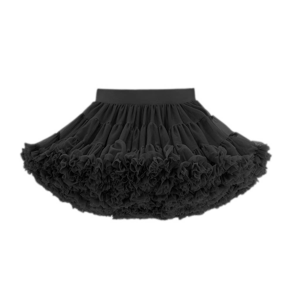 浪漫多層次荷葉澎澎紗裙-黑色