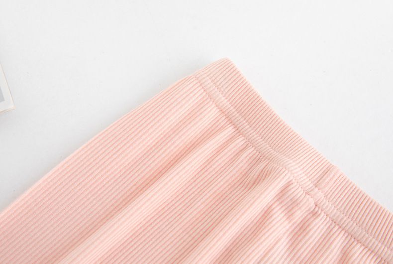 FANMOU - 莫代爾螺紋透氣七分內搭褲-扇貝蝴蝶結-灰色