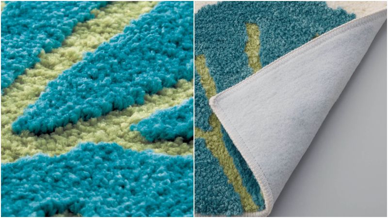 日本千趣會 - mini labo 去泥污腳踏墊-法蘭西花朵-藍綠