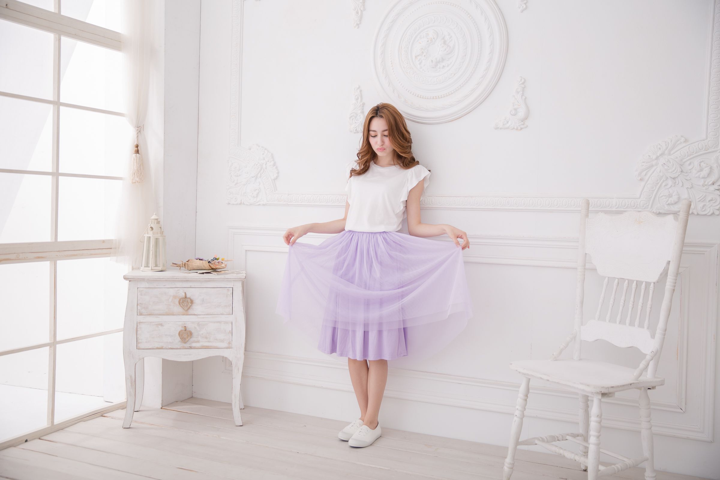 Peachy - 獨家訂製綿柔半身紗裙-半身中長版-薰衣草紫 (F)