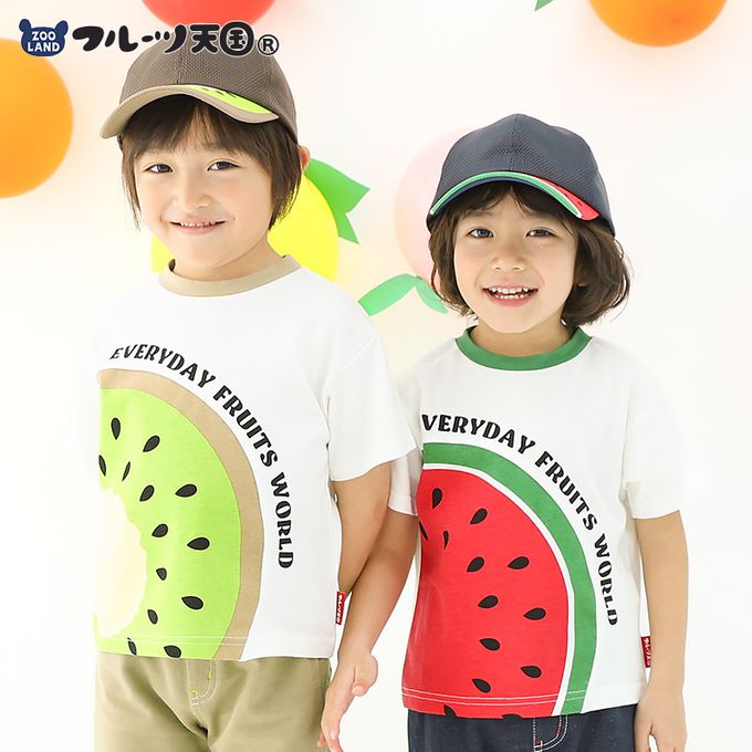 日本 ZOOLAND - 水果切片印花天竺棉短袖上衣-西瓜