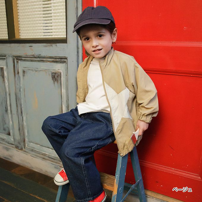 日本 BRANSHES - 潑水加工 率性星星尼龍風衣外套-淺杏