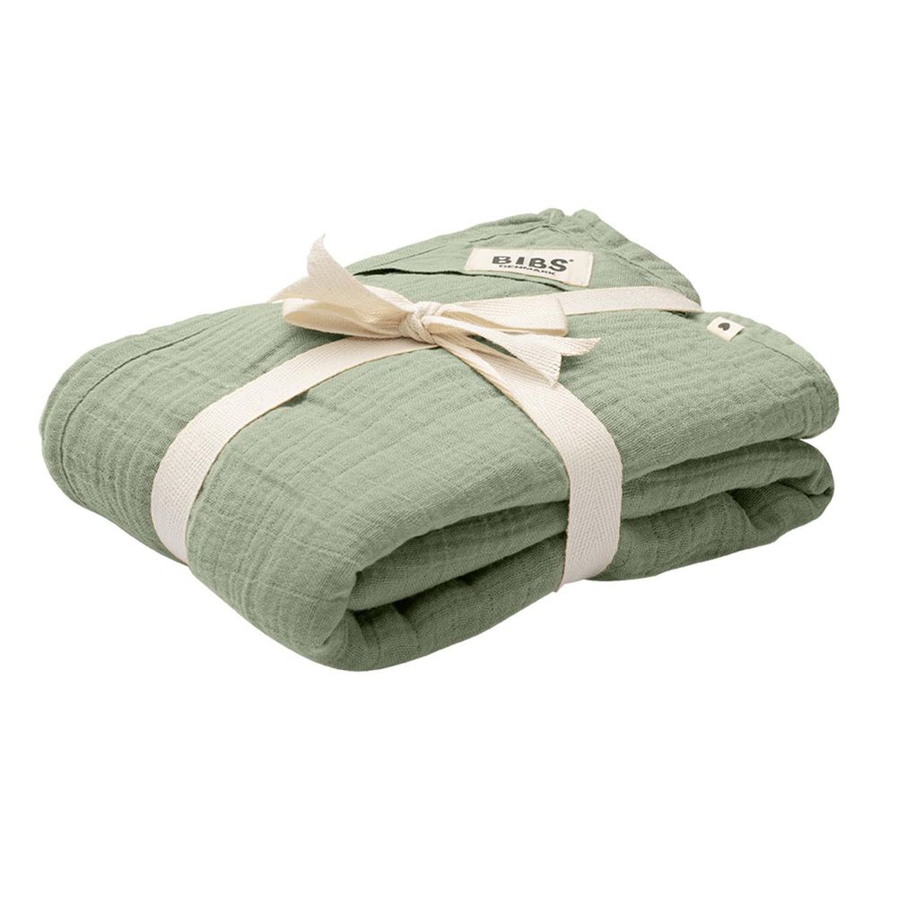 丹麥BIBS - Muslin Swaddle有機棉紗布包巾-灰綠-單入