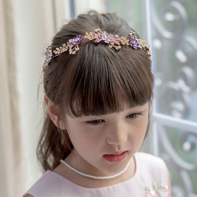 日本 Catherine Cottage - 細緻水鑽感花仙子造型髮箍-粉紅