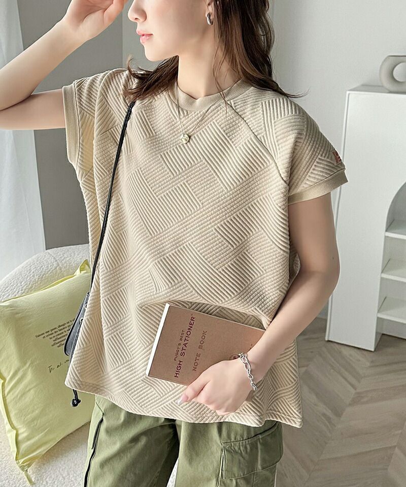 日本 Classical Elf - 個性幾何紋顯瘦法式袖上衣-經典黑