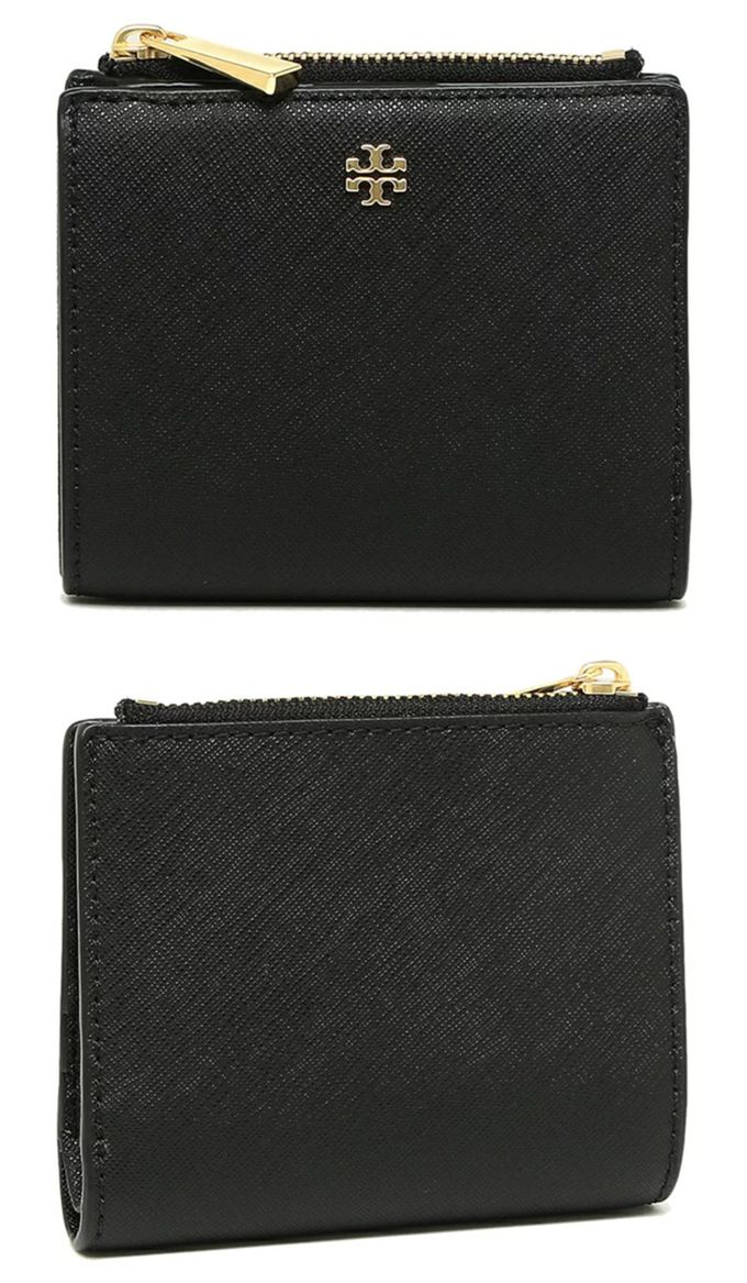 Tory Burch - 素面防刮皮革短夾 (黑)