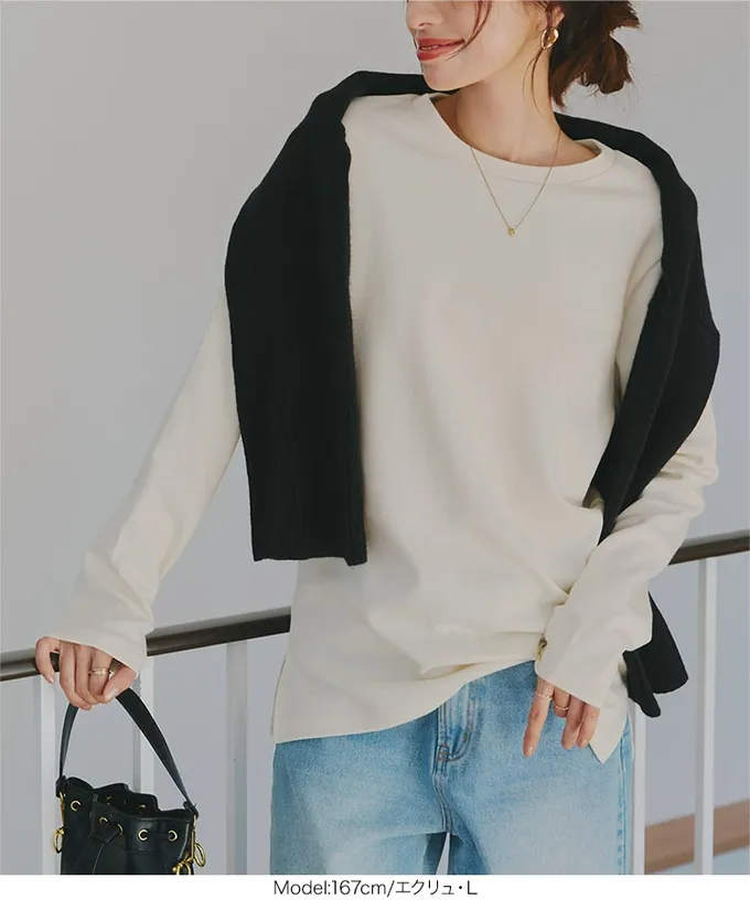 日本 Kobe Lettuce - 吸濕發熱簡約保暖長袖上衣-酒紅