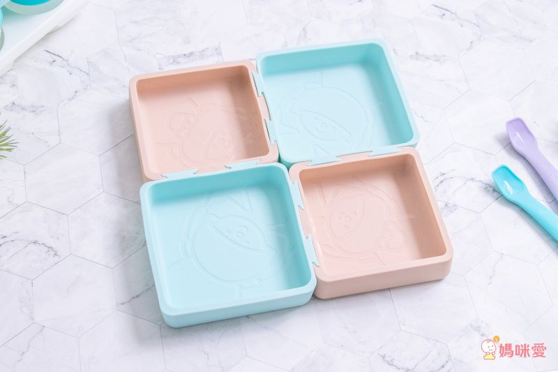 2angels - 矽膠秒扣拼圖隨行餐盤-二入組-薄荷拿鐵*1+薰衣草拿鐵*1