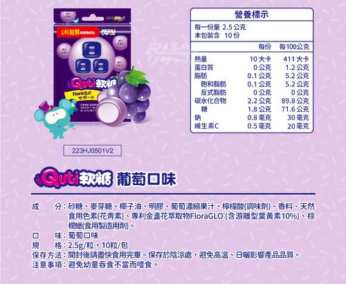 Quti軟糖12包組 葡萄口味-10粒/包