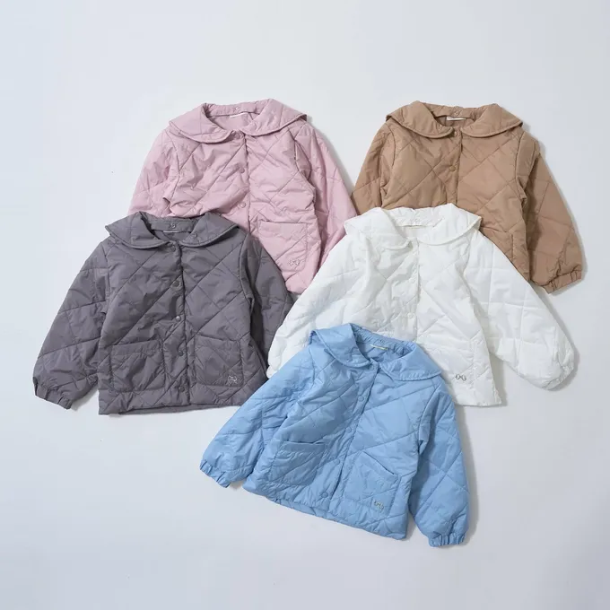 日本 Lycee mine - 可機洗 水手領絎縫鋪棉外套(領可拆)-卡其棕