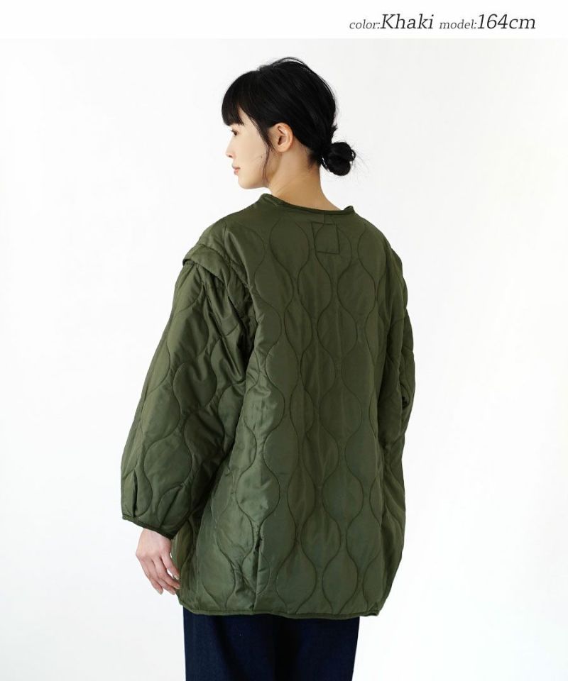 日本 zootie - 2WAY衍縫落肩鋪棉保暖外套/背心(袖可拆)-軍綠