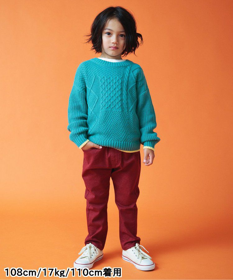 日本 BREEZE - 內刷毛輕量彈力直筒長褲-酒紅