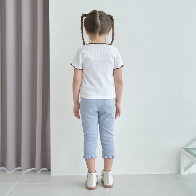 日本 Lycee mine - 小甜心線條領口短袖上衣-條紋-黑白