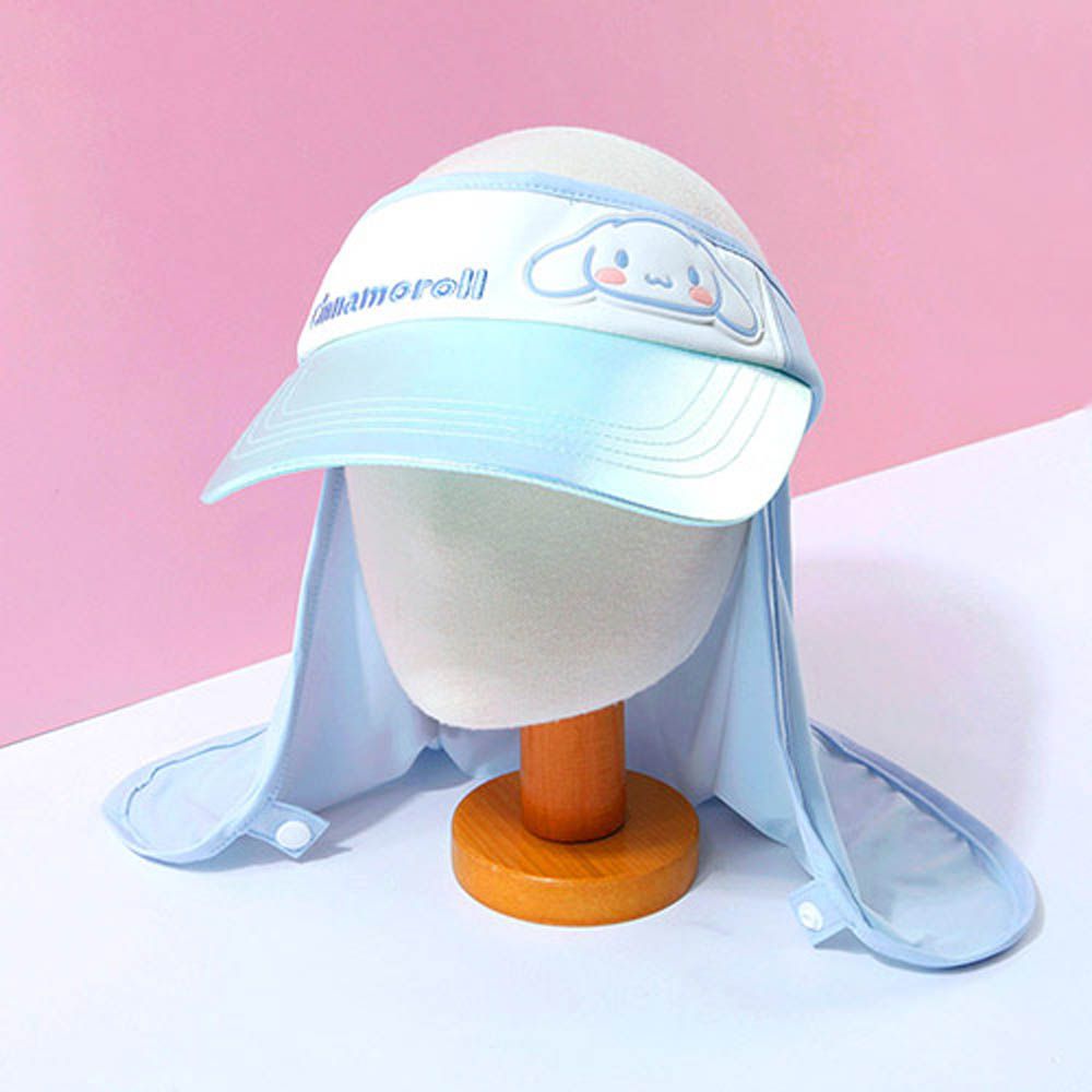 2way 可拆式遮脖布絢彩遮陽帽-卡通人物大耳狗-天藍 (頭圍約52~54cm)