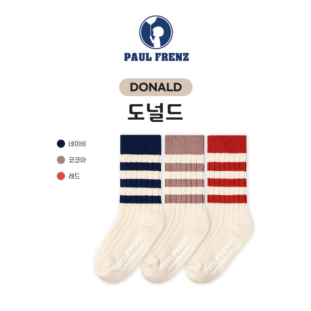 韓國 PAUL FRENZ - (3入組)韓製彈力中長筒襪-DONALD