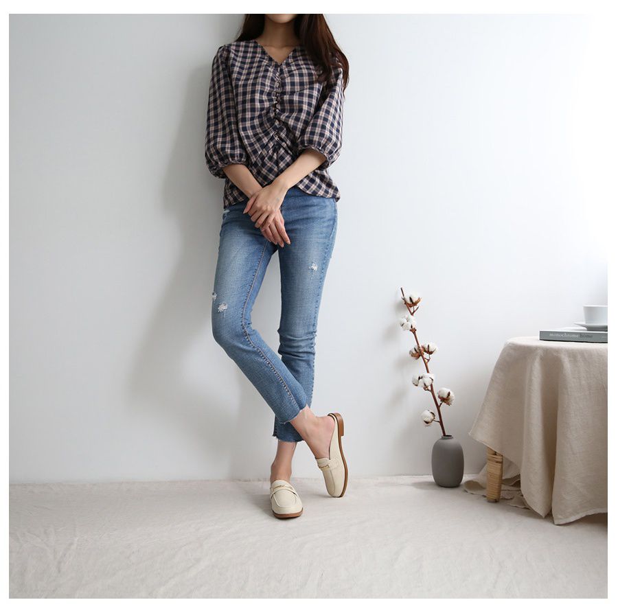 韓國 Dangolunni - 一字麂皮穆勒鞋-灰