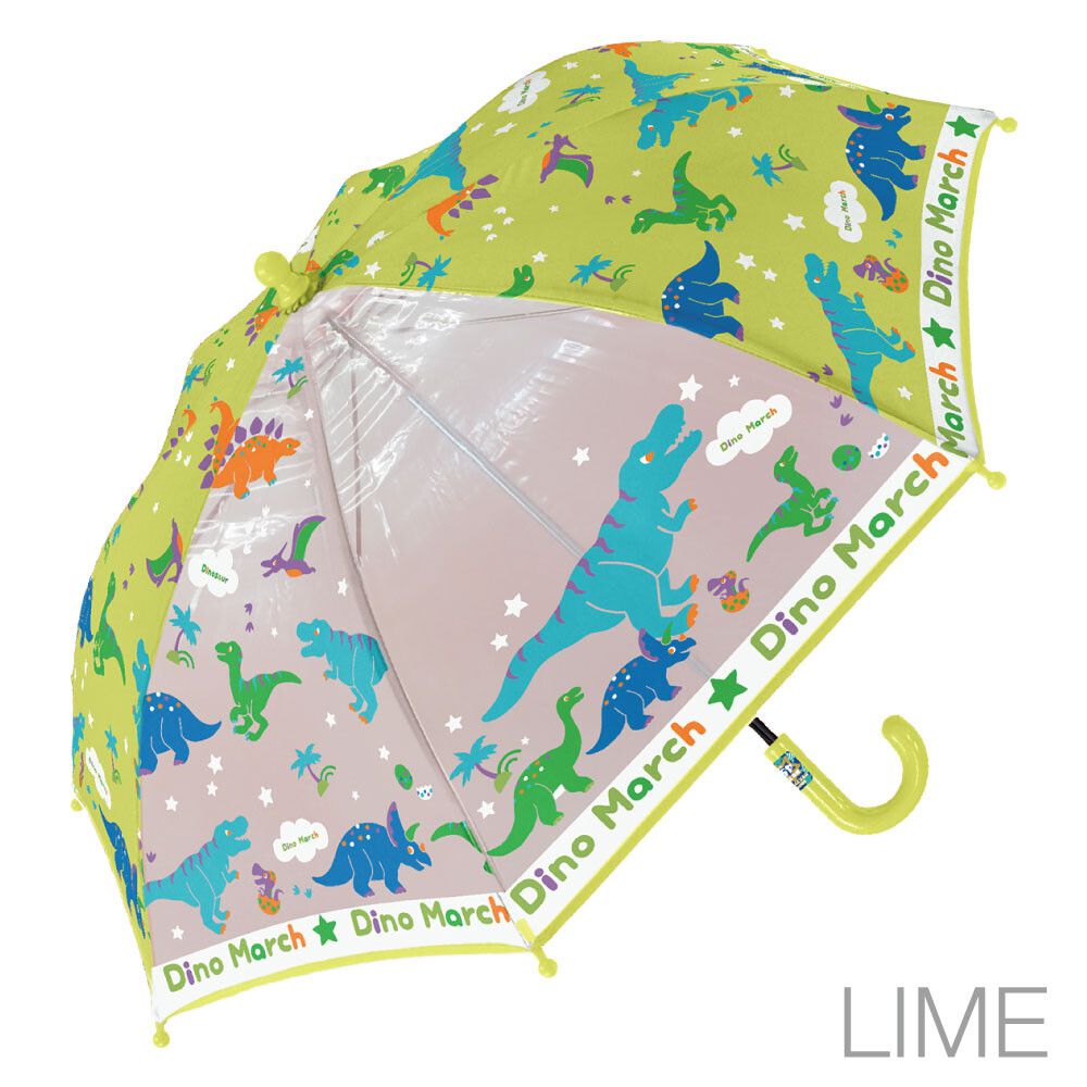 日本中谷 - 透明窗設計兒童雨傘/直傘-恐龍來啦-檸檬黃 (45cm(身高105-115cm))