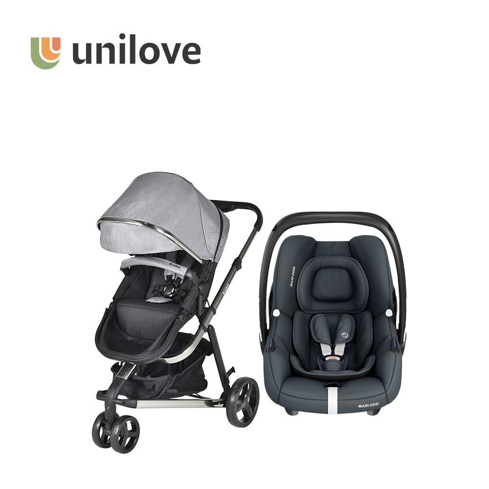 英國 Touring Premium多功能嬰兒推車+MAXI-COSI 荷蘭 CabrioFix-i-Size (Tinca) 新生兒提籃(0-18m)-推車(灰)+提籃(深鈦灰)