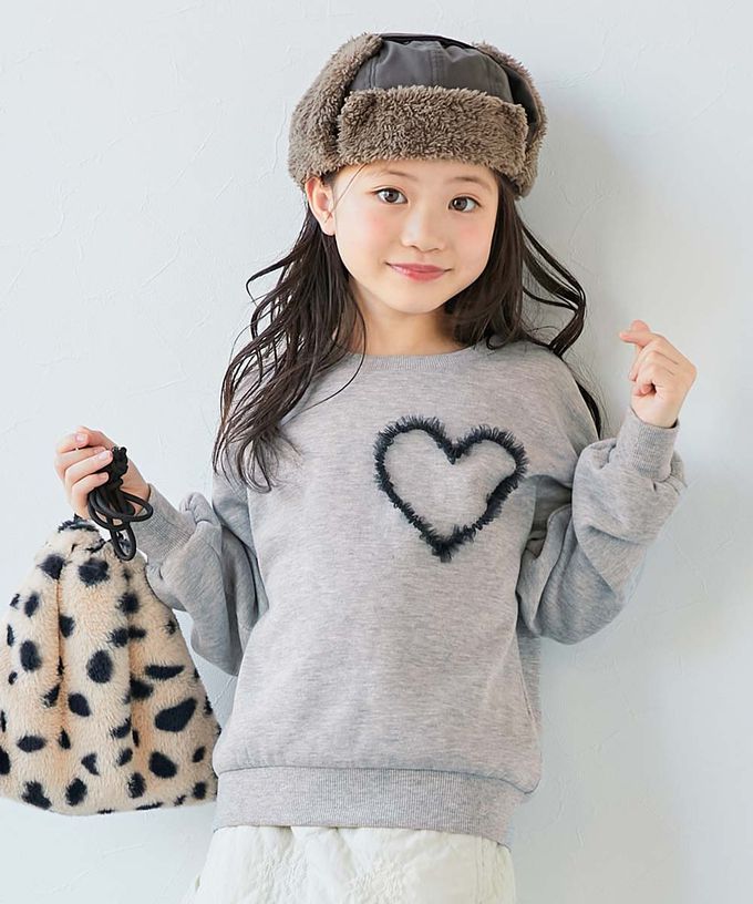 日本 devirock - 裏起毛蕾絲愛心長袖上衣-紅