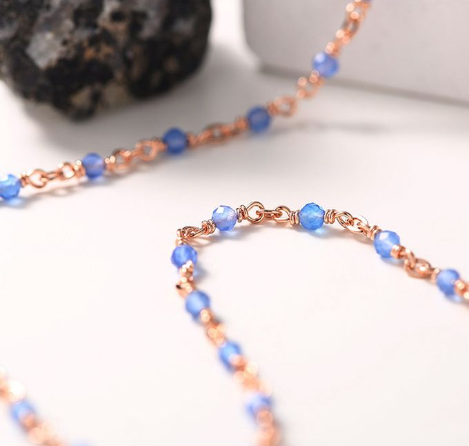 韓國 Soo&Soo - (925純銀)古典藍玉髓項鏈 (長度40cm)