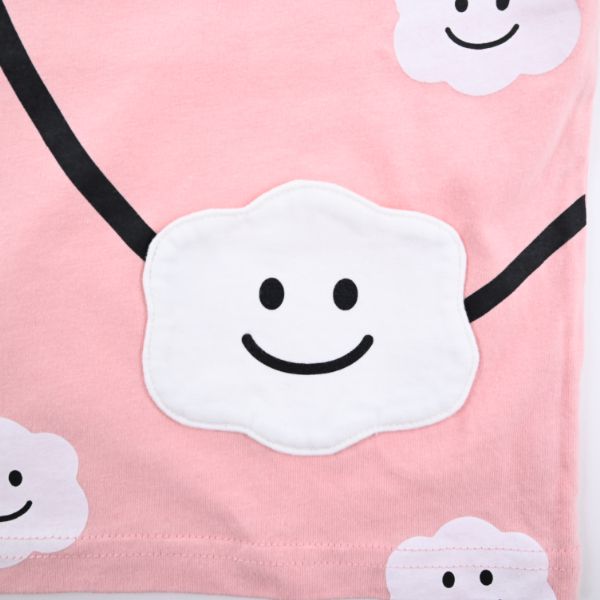 日本 Baby Room - 笑臉雲朵包包短袖上衣-粉紫