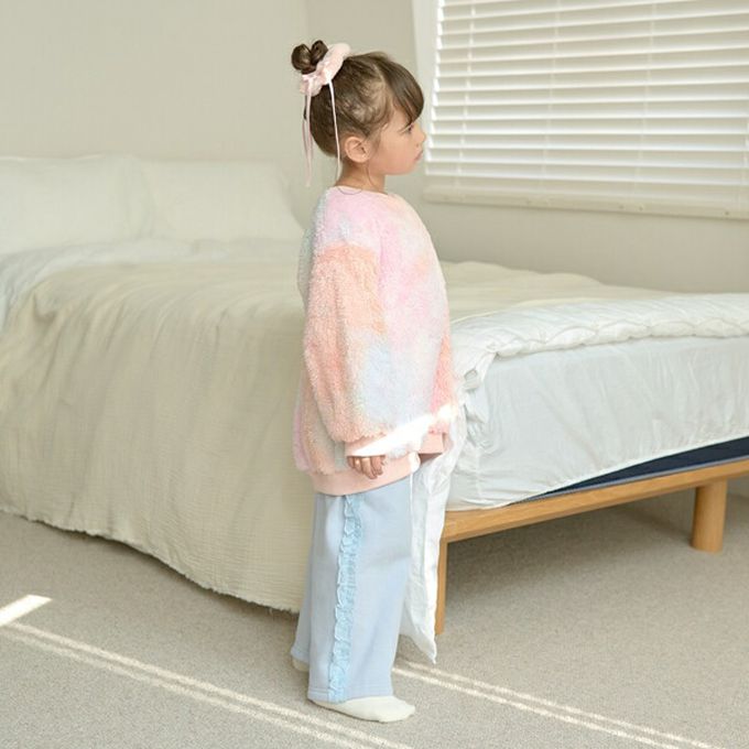 日本 Lycee mine - 側邊薄紗荷葉休閒長褲(不易起毛球)-炭灰