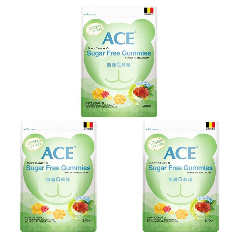 ACE - 無糖Q軟糖(附新年咕卡)-240gX3袋