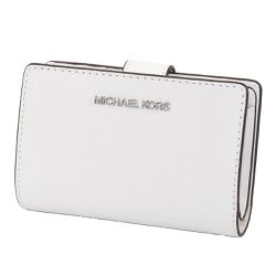 MICHAEL KORS - 素色防刮十字紋皮革中夾 (亮白色)