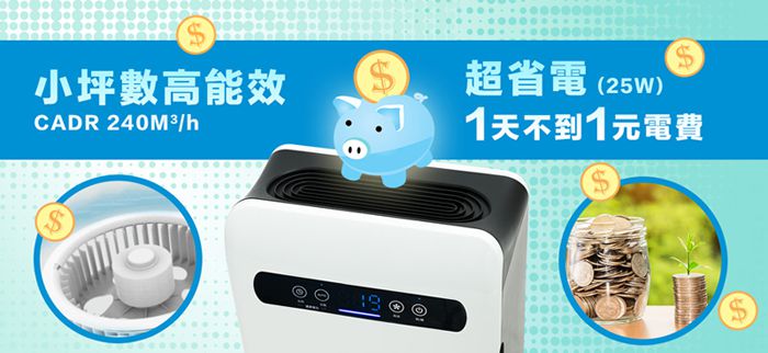 Jason - PM2.5顯示型空氣清淨機 EAP-0240F-2入免運組-白色