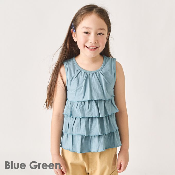 日本 evercloset - 100%棉 蛋糕層次無袖背心-點點-黑