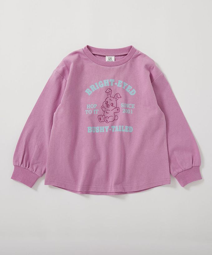 日本 devirock - 100%棉 定番女孩印花長袖上衣-愛心-粉紅