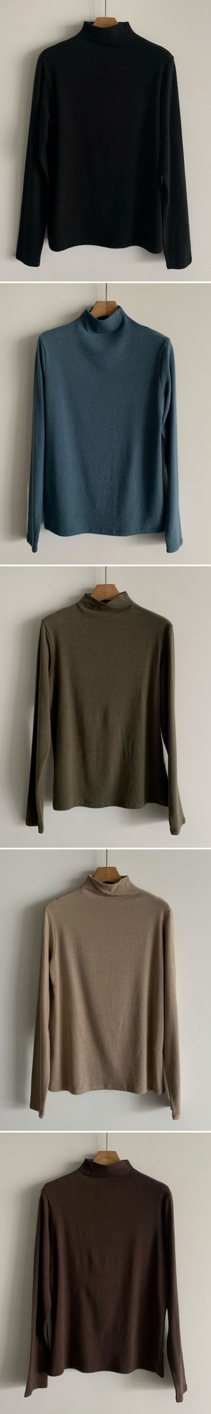 韓國女裝連線 - 百搭中領混羊毛長袖上衣-米杏 (FREE)