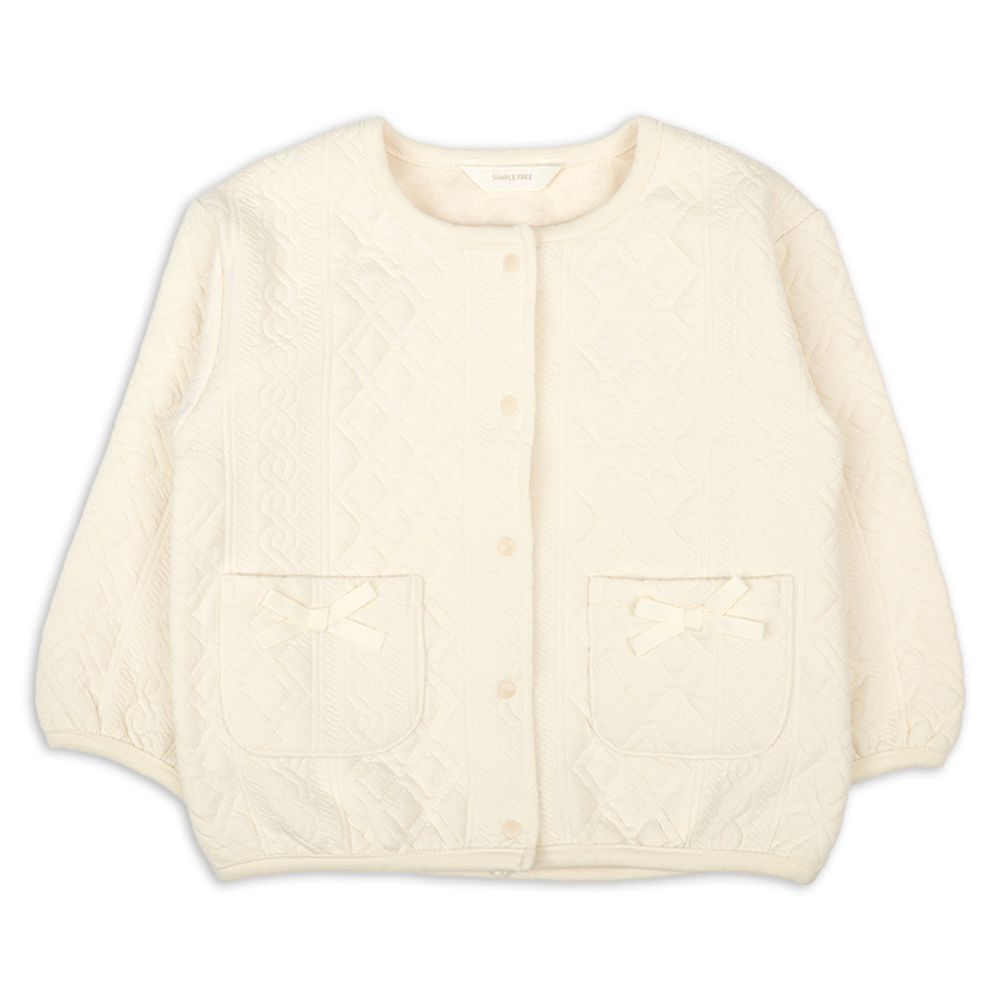長袖開襟外套-鋪棉-象牙白色